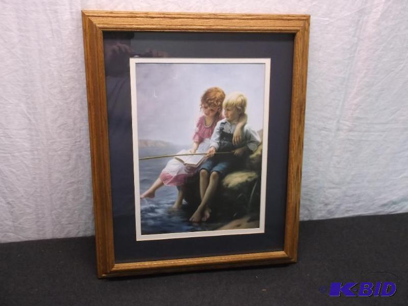 Beautiful double matted oak framed print meas...