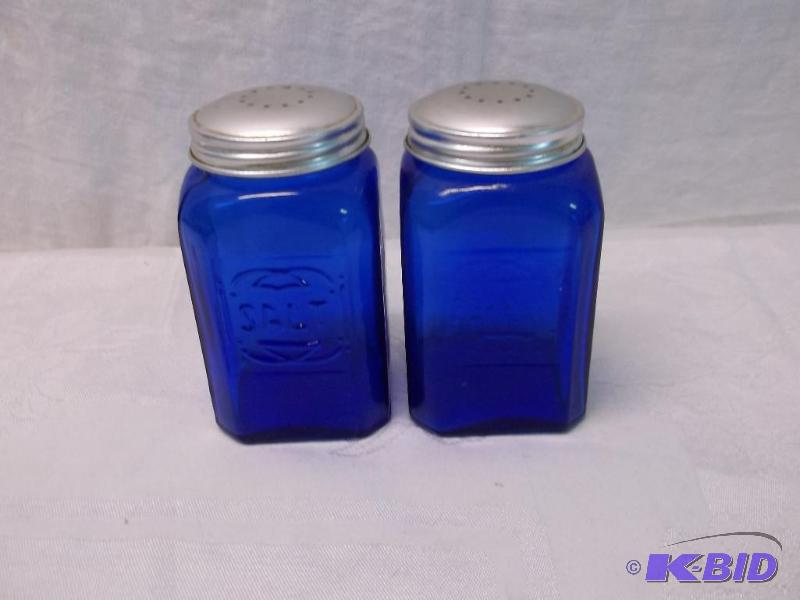 Collectable large cobalt blue salt &amp pepp...