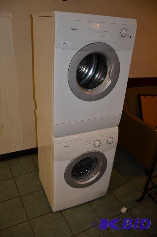 lot 29 image: Whirlpool stack able washer & dryer 33x23...