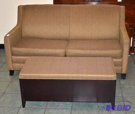 lot 31 image: Sofa hidabed with padded bench sofa 67" ...