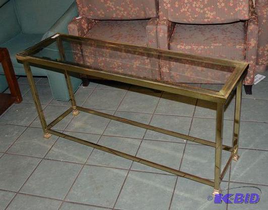 lot 43 image: Metal coffee table with glass top 15x26x53&qu...