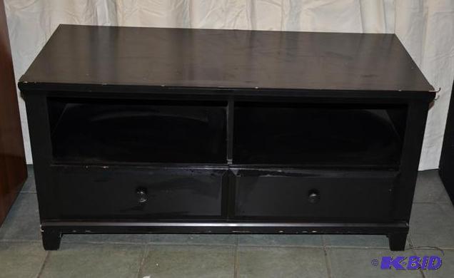 lot 55 image: Black wood cabinet with 2 drawers 48x23x24&qu...