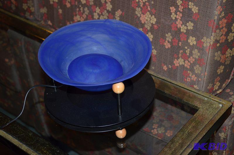 lot 96 image: Blue glass steam&nbspdish for receptionist d...