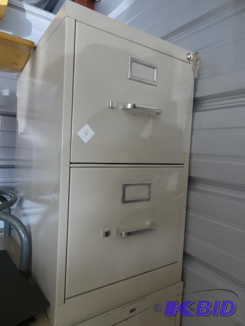 lot 4 image: 15" metal 2 drawer file cabinet with loc...