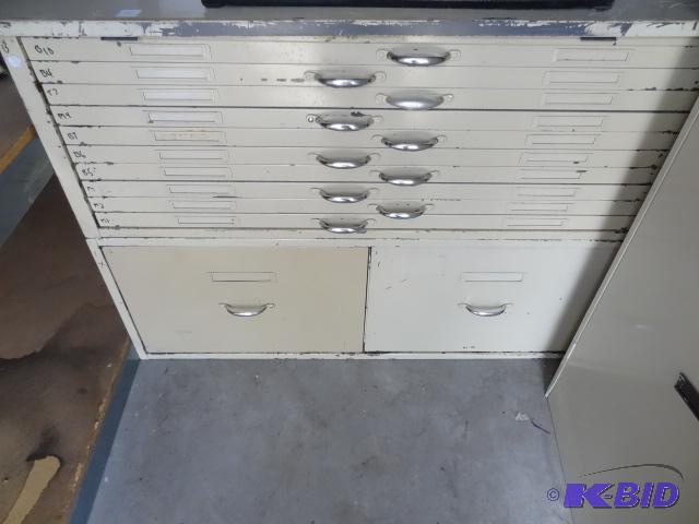 lot 70 image: 10 drawer flat file with 2 large file drawers...