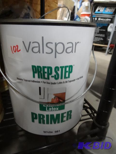 lot 102 image: New lot quantity 21 gallon cans of Valspar br...