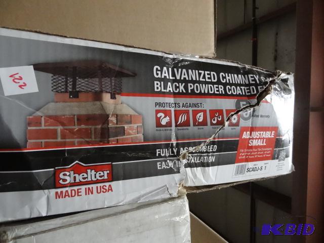 lot 122 image: New shelter brand galvanized chimney cap. Bla...
