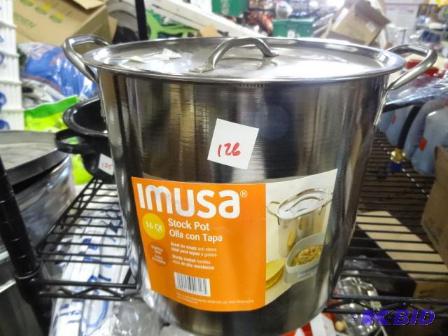 lot 126 image: New IMUSA 16 quart stock pot. Stainless steel...