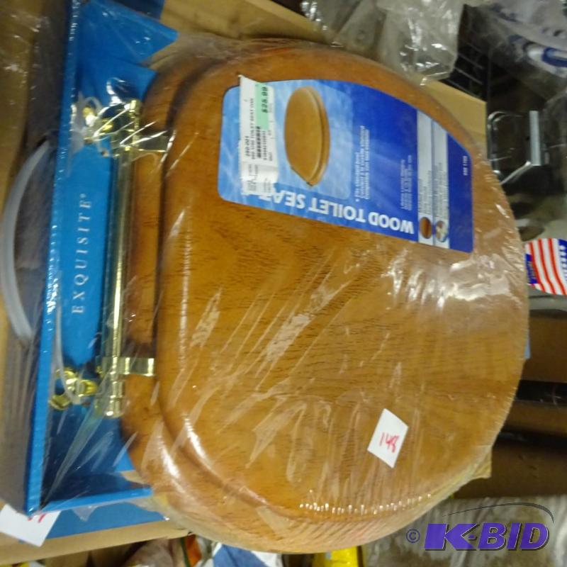 lot 148 image: New wood toilet seat molded wood, polished br...