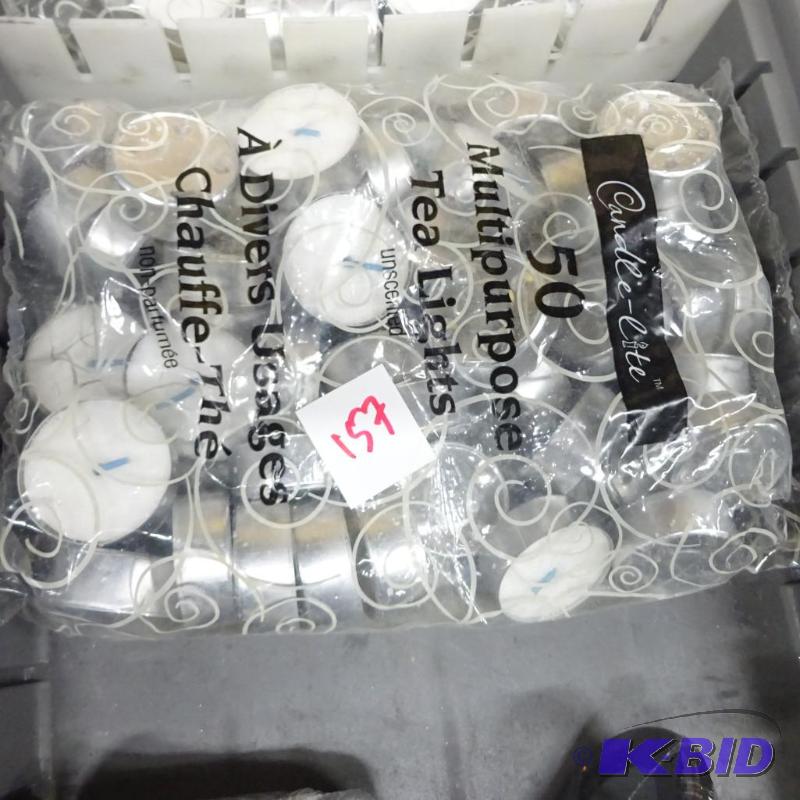 lot 157 image: New lot qty 50 multipurpose tea lights. Unsce...