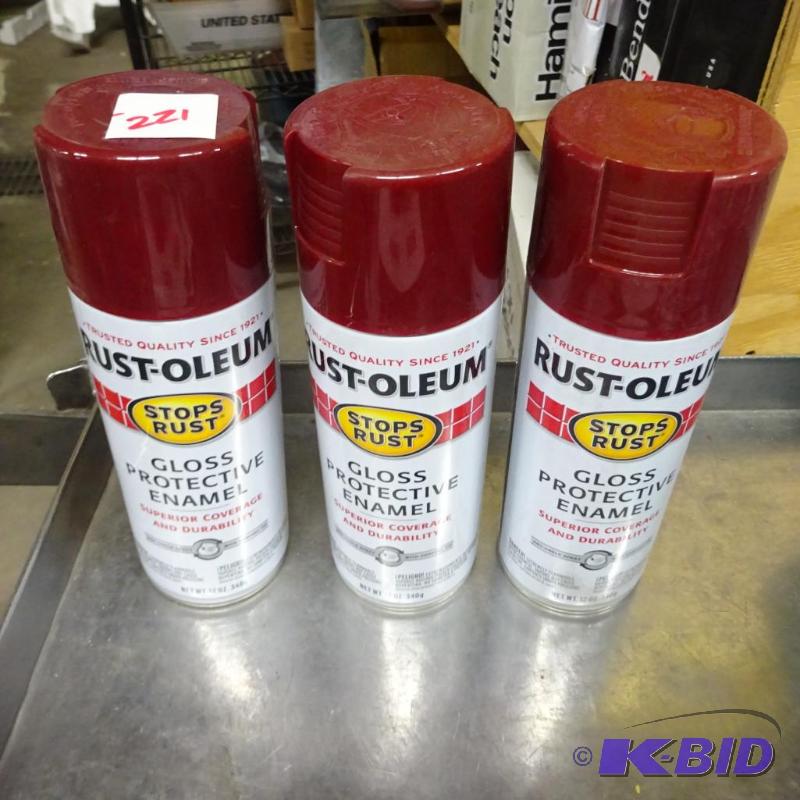 lot 221 image: New lot quantity 3 Rustoleum brand gloss prot...