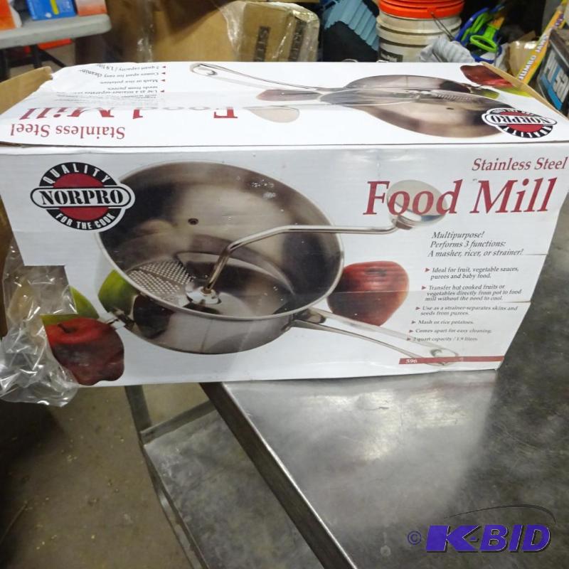 lot 248 image: New Norpro Stainless Steel Food Mill. Masher,...