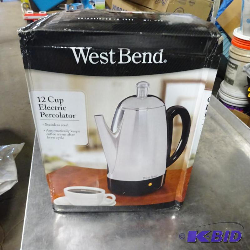 lot 249 image: New West Bend 12 Cup Electric Percolator for ...