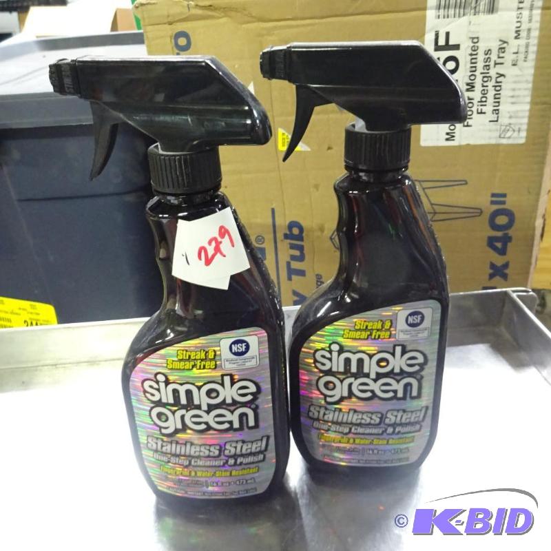 lot 279 image: New qty 2 spray bottles Simple Green Stainles...