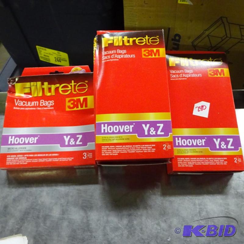 lot 280 image: New qty 9, 3M Filtrete vacuum bags for Hoover...