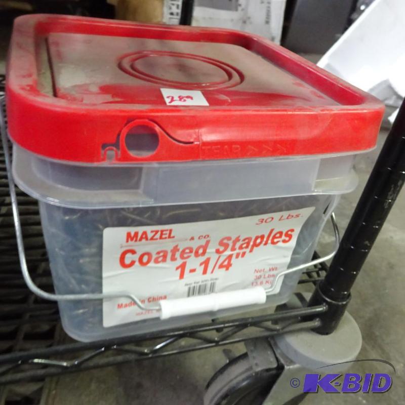 lot 289 image: New Mazel 1.25 in coated staples. 30 lb box...