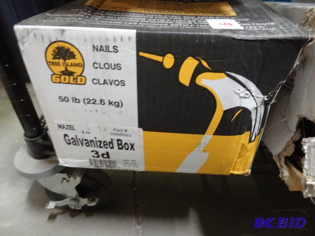 lot 40 image: New box of Mazel brand galvanized box nails. ...