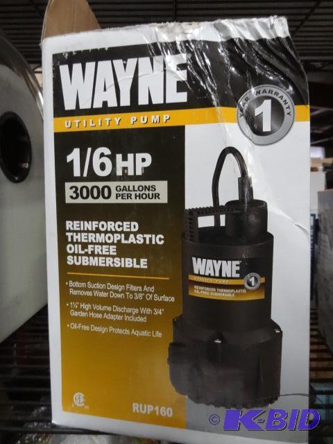 lot 66 image: New Wayne brand utility pump. 1 6 horsepower...