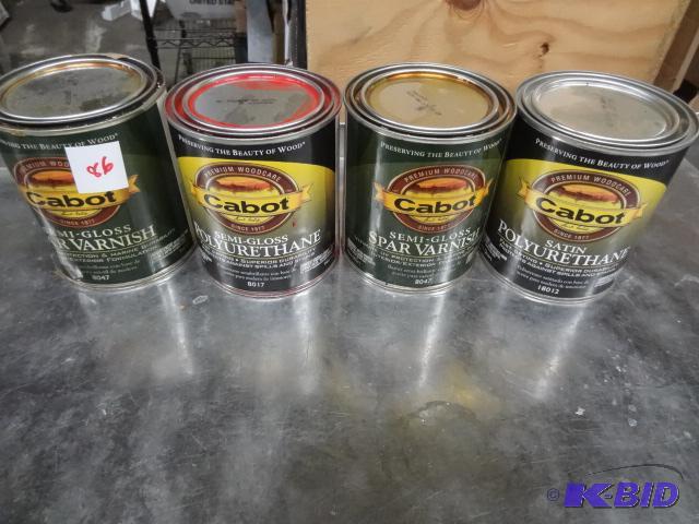 lot 86 image: New lot quantity 4 quarts of Cabot brand fini...