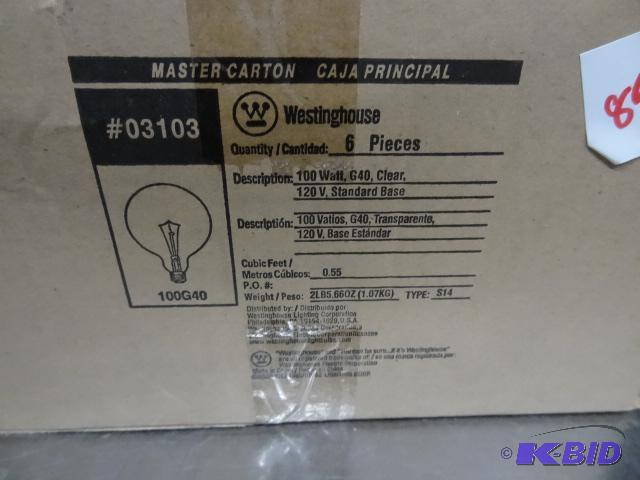 lot 89 image: New case lot of Westinghouse brand light bulb...