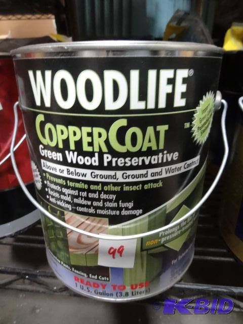 lot 99 image: New one gallon can of wood life copper coated...