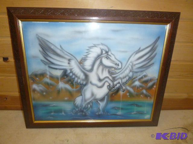 lot 11 image: Pegasus Painting on Canvas Framed, 19 12&quo...