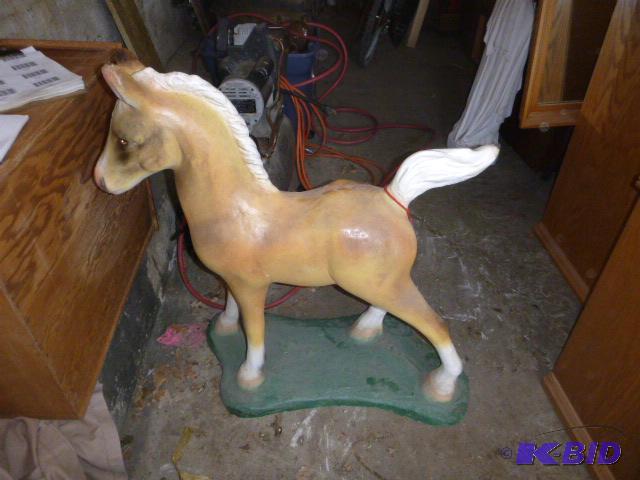 lot 122 image: Cement Horse 35 12" high....