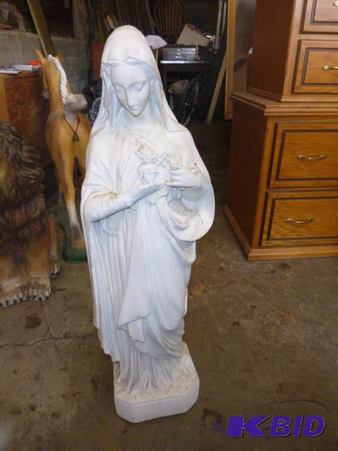 lot 123 image: Cement Blessed Virgin Mary 36" high....