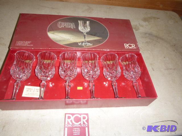 lot 198 image: 6 Opera Royal Crystal Rock Wine Glasses...