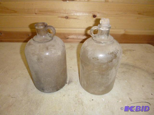 lot 293 image: 2 Vintage Glass 1 Gallon Jugs...