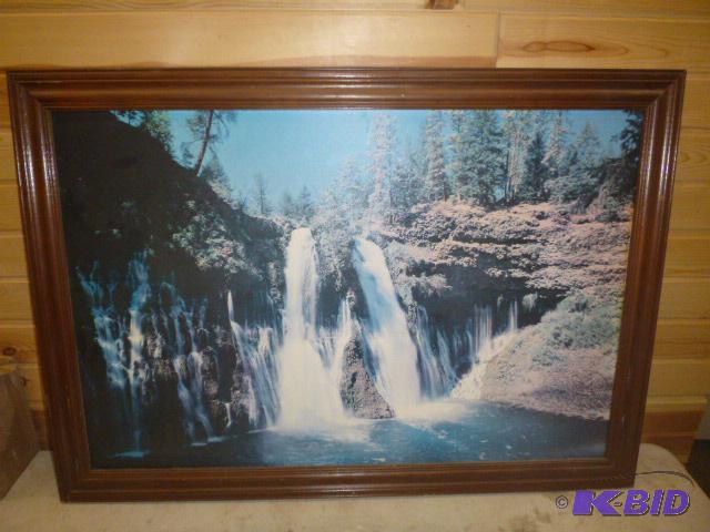 lot 79 image: Framed Waterfall Picture 28" X 40"...