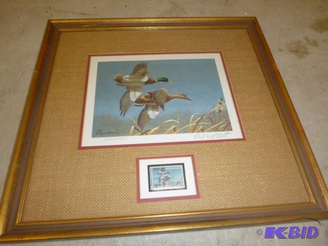lot 92 image: Framed Mallard Print By Richard W. Plasschaer...