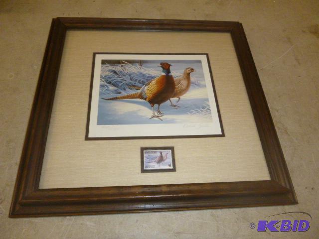 lot 93 image: Framed Pheasant Print By Daniel Smith. Minnes...