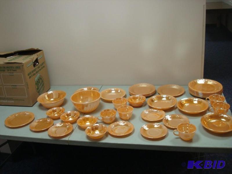 Huge Lot Of FIREKING Glassware, Golden Color,...