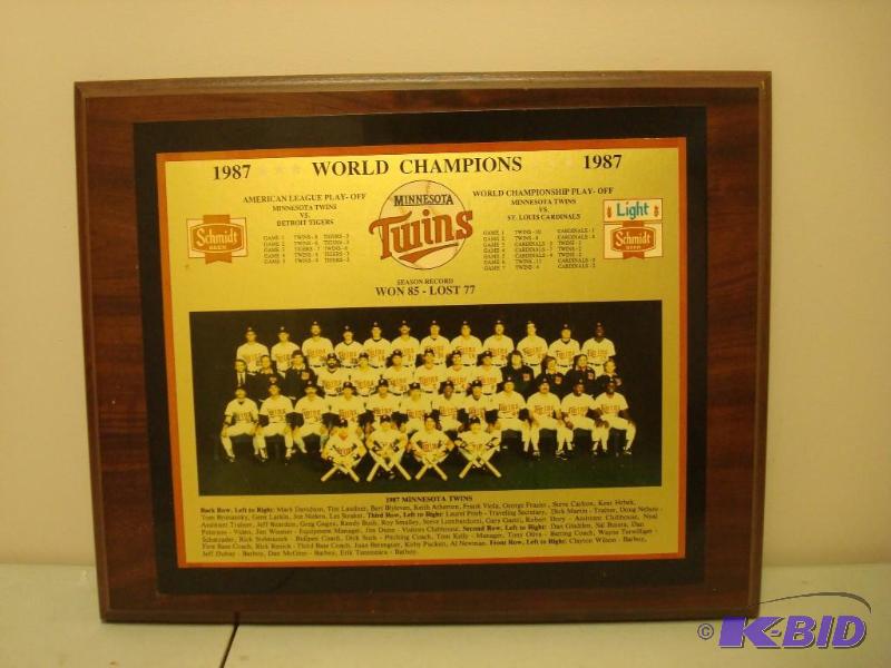 1987 Minnesota Twins World Champions Plaque...
