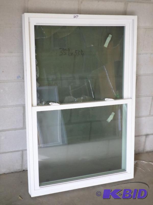 lot 107 image: New Double Hung White Vinyl 35.5&quotx53.25&...