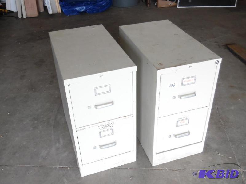 lot 136 image: (2) 2-Drawer Steel File Cabinets...