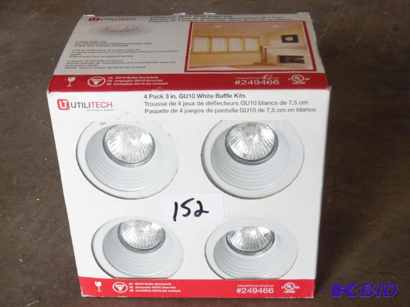 lot 152 image: New 4-Pack Of Utili-Tech 3" White Baffel...