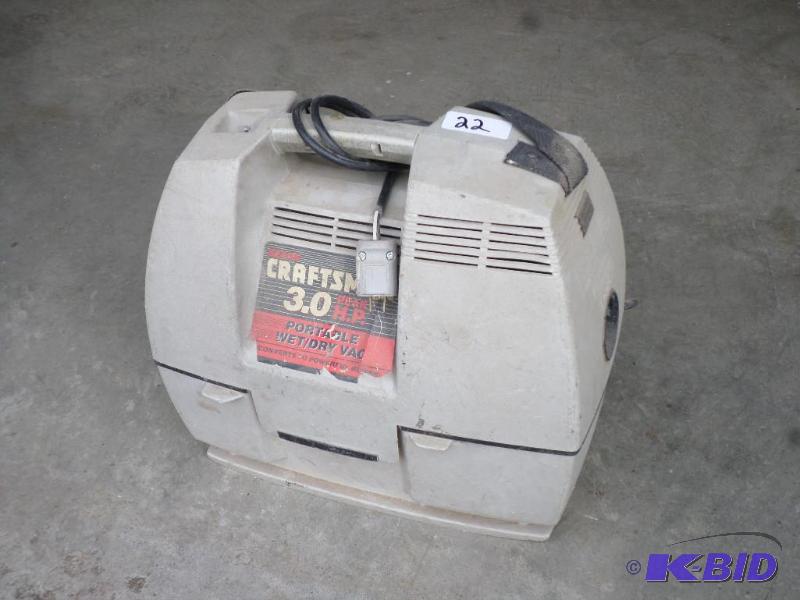 lot 22 image: Craftsman 3HP Portable WetDry Vac, No Hose...
