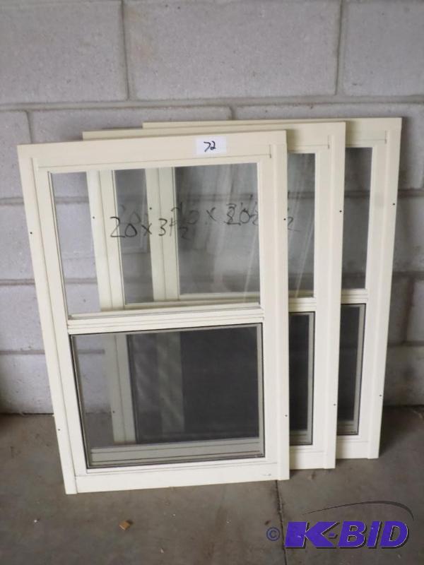 lot 72 image: (3) New 20" x 31.5" Aluminum Window...