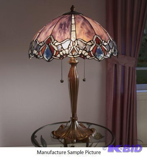 lot 1 image: Stained Glass Purple Lamp - Marbled, purple s...