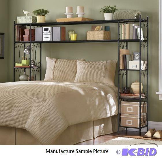 lot 105 image: Black Metal Scroll Organizer Bed - Scroll Hea...