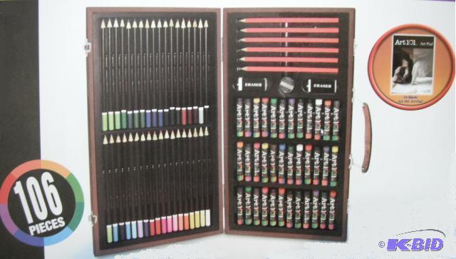 lot 109 image: Art 101 Wood Sketch Art Set  106 Pieces - Inc...
