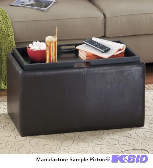 lot 11 image: Faux Leather Storage Trunk - Get storage, sea...