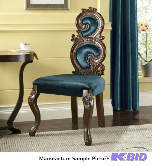 lot 162 image: Carved Swirl Chair - Teal -&nbspA solid wood...