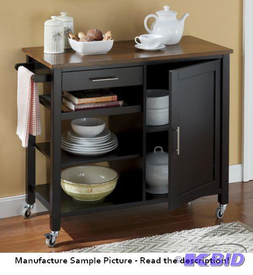 lot 163 image: Kitchen Cart Storage Cabinet -&nbspSolid but...
