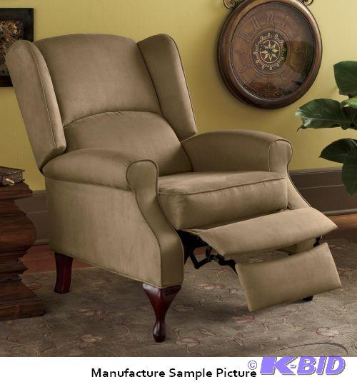 lot 166 image: Tan Push Back Recliner Chair - This wingback ...