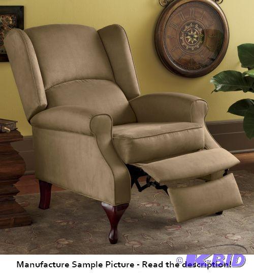 lot 182 image: Tan Push Back Recliner Chair - This wingback ...