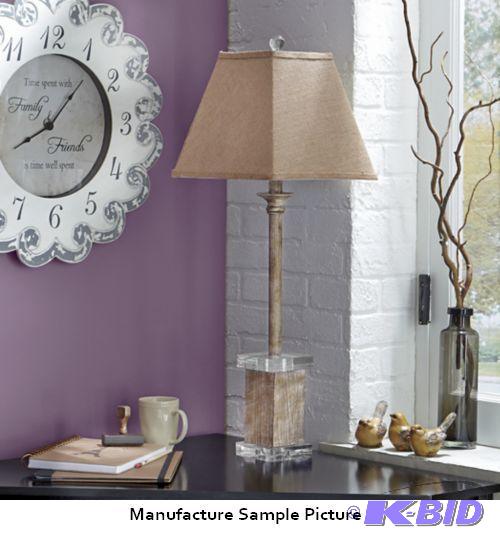 lot 34 image: Shelby Table Lamp - Tan burlap shade -&nbspU...