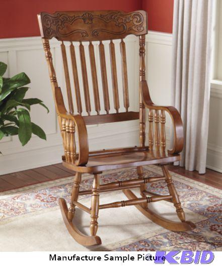 lot 51 image: Carved Classic Rocking Chair - Spindles, bent...